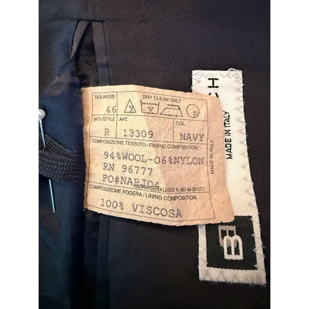 Bachrach Men’s Navy Wool Blend Blazer Size 46 Made in Italy